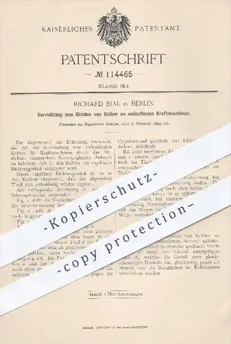 original Patent - Richard Bial in Berlin , 1899 , Dichten von Kolben an Kraftmaschinen , Motor , Motoren , Abdichten !!!