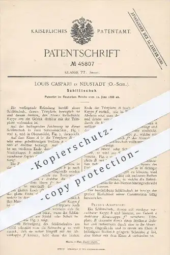original Patent - Louis Caspari in Neustadt , 1888 , Schlittschuh , Schlittschuhe , Schuhe , Sport , Wintersport , Schuh