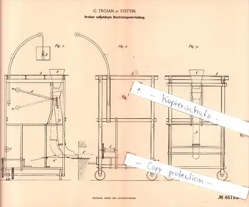 Original Patent  - C. Trojan in Stettin , 1888 , Hüttenwesen !!!