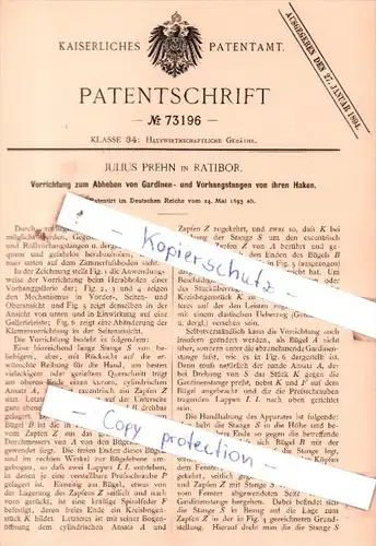 Original Patent  - Julius Prehn in Ratibor , 1893 , Hauswirthschaftliche Geräthe !!!