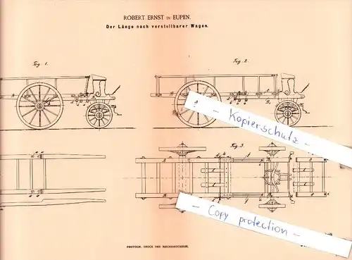 Original Patent  - Robert Ernst in Eupen , 1888 , Sattlerei und Wagenbau !!!