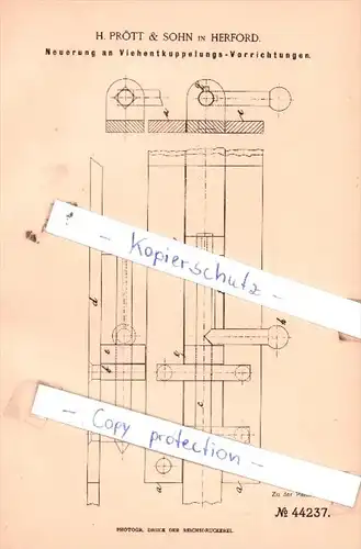 Original Patent  - H. Prött & Sohn in Herford , 1887 , Viehentkupplungs-Vorrichtungen !!!