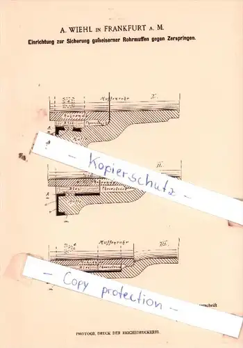 Original Patent  - A. Wiehl in Frankfurt a. M. , 1899 , Maschinenelemente !!!