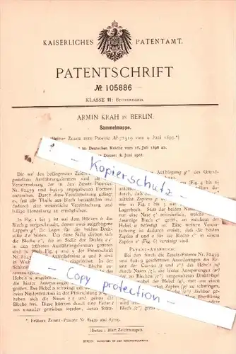 Original Patent  - Armin Krah in Berlin , 1898 , Buchbinderei !!!