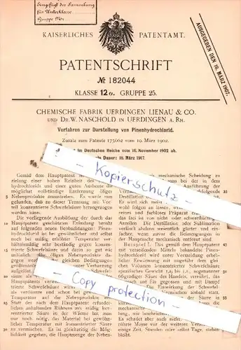 Original Patent  - Chemische Fabrik Uerdingen Lienau & Co. und Dr. W. Naschold in Ueringen , 1902 , !!!