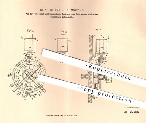 original Patent - H. Dabisch , Chemnitz , 1901 , verstellbarer Zellenschalter , Schalter , Elekromagnet , Licht , Lampen