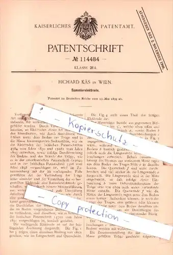 Original Patent  - Richard Käs in Wien , 1899 , Sammlerelektrode !!!