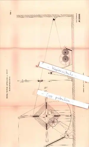 Original Patent  -  Peter Victor Letellier in Sèdan , 1882 , Schlichtmaschine !!!