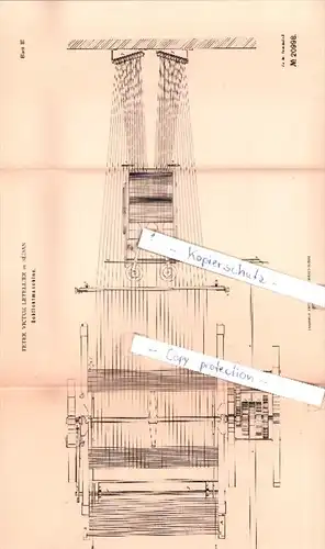 Original Patent  -  Peter Victor Letellier in Sèdan , 1882 , Schlichtmaschine !!!