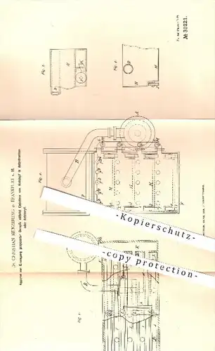 original Patent - Dr. Ch. Heinzerling , Frankfurt / Main , 1884 , Erzeugung gespannter Dämpfe , Dampfkessel , Kessel