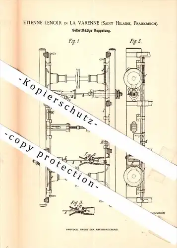 Original Patentschrift - E. Lenoir in La Varenne St. Hilaire , Seine ,1901, embrayage automatique  Saint Maur des Fossés