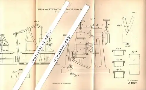 Original Patent - William Job Howcroft in Rotherhithe / London , 1888 , crimper , Metal !!!