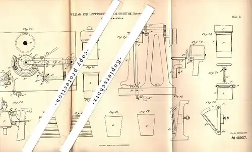 Original Patent - William Job Howcroft in Rotherhithe / London , 1888 , crimper , Metal !!!