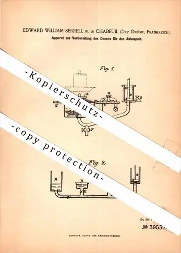Original Patent - E.W. Serrell dans Chabeuil , 1886 , Moulinage de la soie !!!