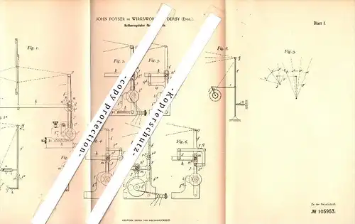 Original Patent - John Poyser in Wirksworth b. Derby , 1896 , Regulator for looms , weaving !!!