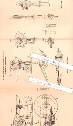 Original Patent  - Emanuel Löfgren in Hagfors , Schweden , 1889 , Hufnägelmaschinen !!!