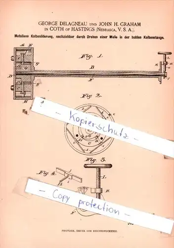 Original Patent  - George Delagneau und John H. Graham in Coth of Hastings , 1885 , !!!