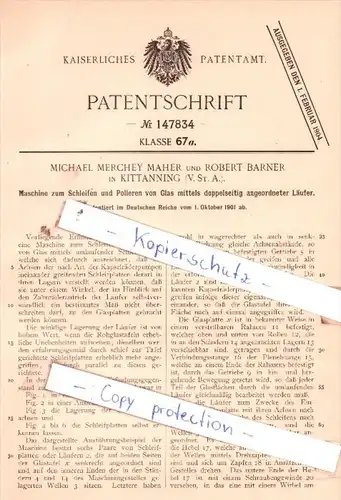 Original Patent  - Michael Merchey Maher und Robert Barner in Kittanning , 1901 , !!!
