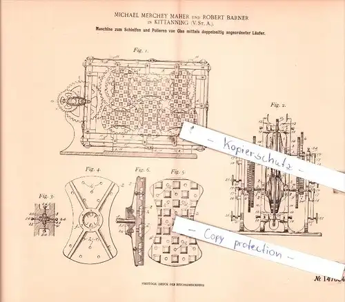 Original Patent  - Michael Merchey Maher und Robert Barner in Kittanning , 1901 , !!!