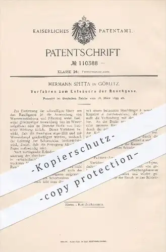 original Patent - Hermann Spitta , Görlitz , 1899 , Entsäuern der Rauchgase , Gase , Rauch , Schwefelsäure , Schornstein