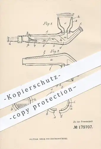 original Patent - Otto Wiede in Niederschlema , 1906 , Tabakspfeife aus 2 Längshälften , Tabak , Pfeife , Rauchen !!!