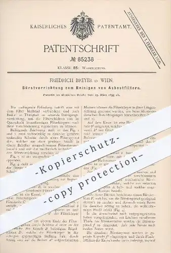 original Patent - Friedrich Breyer in Wien , 1895 , Bürstvorrichtung zum Reinigen von Asbestfiltern , Bürsten , Asbest !