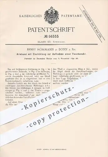 original Patent - E. Höhmann , Bonn , 1890 , Armband mit Taschenuhr , Uhr , Uhren , Uhrmacher , Goldschmied , Schmuck