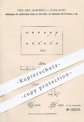 original Patent - F. E. Jagenberg , Düsseldorf  1900 , Krawatten - Schachtel , Krawatte , Bekleidung , Mode , Verpackung
