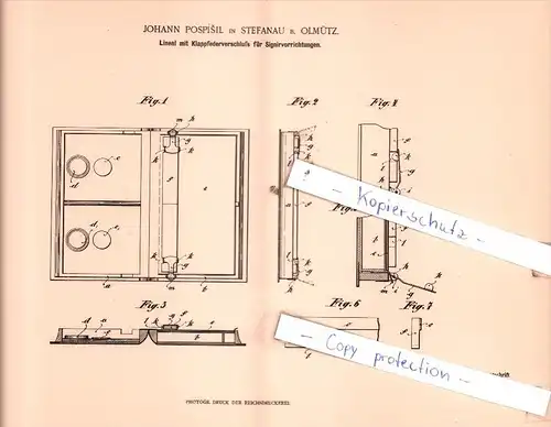 Original Patent  - Johann Pospìsil in Stefanau b. Olmütz , 1901 , Lineal mit Klappfederschluß !!!