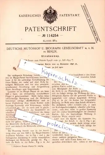 Original Patent  -  Deutsche Mutoskop u. Biograph Gesellschaft m. b. H. in Berlin , 1898 , !!!