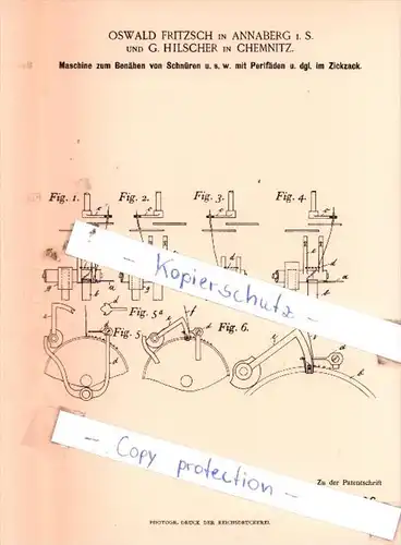 Original Patent  - Oswald Fritzsch in Annaberg i. S. und G. Hilscher in Chemnitz , 1892 , !!!