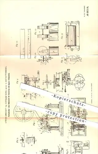 original Patent - A. Linhart , C. Seitz / Aschaffenburg , 1891 , Farbschreiber ohne Räderwerk für Ruhestrom mit Batterie