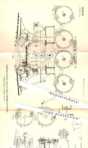 original Patent - Georg Diehl in Heidelberg , 1891 , Druckpresse mit  Druckzylinder , Druck , Druckerei , Pressen !!!