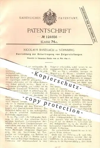 original Patent - Nicolaus Basenach in Nürnberg , 1899 , Übertragung von Zeigerstellungen , Zeigerwerk , Telegraph !!!