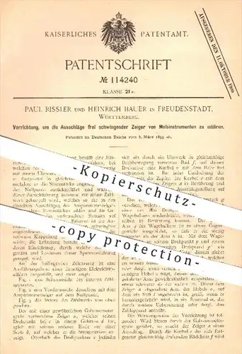 original Patent - P. Rissler , H. Bauer / Freudenstadt 1899 , Addieren der Ausschläge der Zeiger am Messinstrument !!!