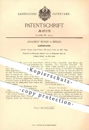 original Patent - Adalbert Bosse in Berlin , 1895 , Laufräderschuh , Laufrad , Rad , Einrad , Schuh , Schuhe , Sport !