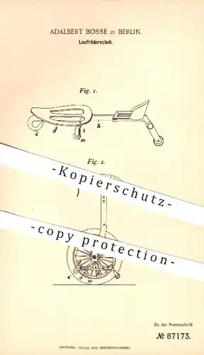 original Patent - Adalbert Bosse in Berlin , 1895 , Laufräderschuh , Laufrad , Rad , Einrad , Schuh , Schuhe , Sport !