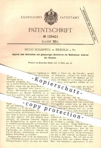 original Patent - Hugo Schadwill , Biebrich , 1901 , Abstreichen u. Desinfizieren der Rasiermesser , Rasierer , Rasieren