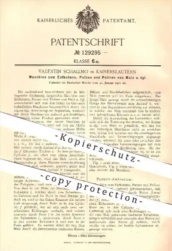 original Patent - Valentin Schallmo , Kaiserslautern , 1901 , Entkeimen , Putzen u. Polieren von Malz , Getreide , Bier