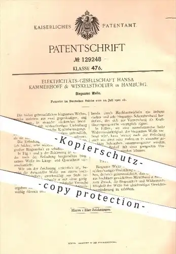 original Patent - Elekrizitäts-Gesellschaft Hansa Kammerhoff & Winkelstroeter , Hamburg , 1901 , Biegsame Welle , Wellen