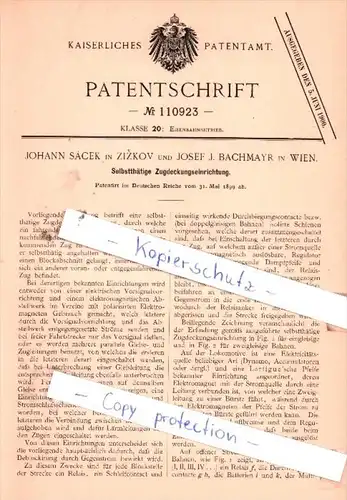 Original Patent  - Johann Sàcek in Zizkov und Josef J. Bachmayr in Wien , 1899 , !!!