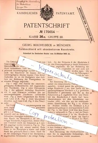 Original Patent  - Georg Meichelbeck in München , 1905 , Feldhochherd !!!