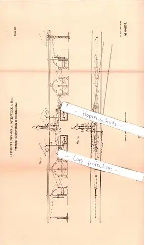 Original Patent  - Heinrich Lohmann in Osterwieck a. Harz , 1887 , Eisenbahnbetrieb !!!