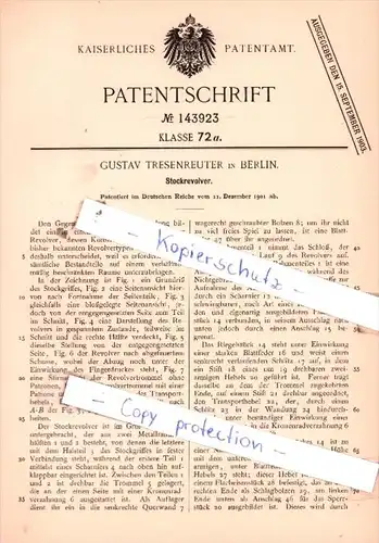 Original Patent  - Gustav Tresenreuter in Berlin , 1901 ,  Stockrevolver !!!