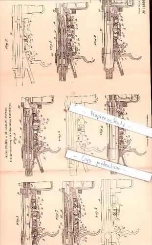 Original Patent  - Hans Stamm in St. Gallen , Schweiz , 1902 , Abzugsvorrichtung für Feuerwaffen !!!