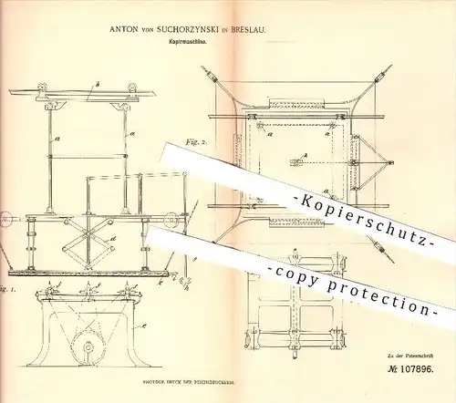 original Patent - Anton von Suchorzynski , Breslau , 1898 , Kopiermaschine , Kopieren , Bildhauer , Künstler , Holz !!!