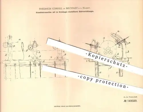 original Patent - Friedrich Correll , Neustadt / Haardt , 1902 , Kessel - Bohrmaschine , Bohren , Bohrer , Bohrmaschinen