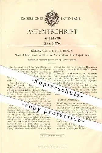 original Patent - Kodak GmbH Berlin , 1900 , vertikales Verstellen der Objektive , Objektiv , Kamera , Fotograf , Foto !