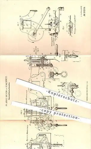 original Patent - Fr. E. Knoch , Schedewitz 1885 , Fleischwürfelmaschine , Fleisch , Fleischer Schlachter , Schlachterei