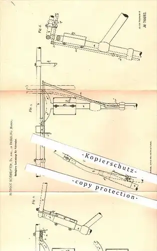 original Patent - Dr. Phil. F. Hofmeister , Freiburg , 1893 , Umlegbare Lenkstange für Fahrräder , Fahrrad , Lenkung !!